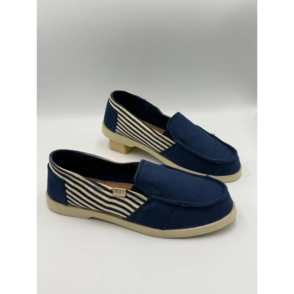 Dije California Mariner Slip On Shoes Women's 9 Navy Striped Comfort Casual NWB